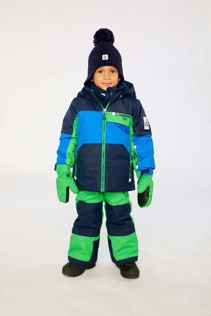 Two Piece Play Snowsuit Royal Blue And Green Colorblock-3