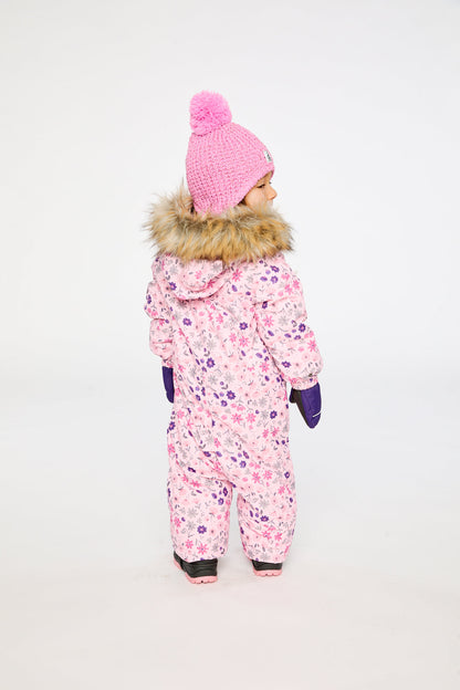 Baby One Piece Snowsuit Adapted For Car Seats Pink Mini Flower Print-3