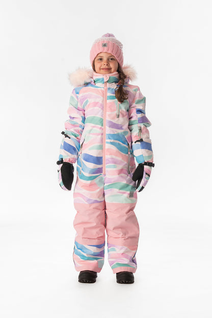 Kids One Piece Play Snowsuit Multicolored Line Print-1