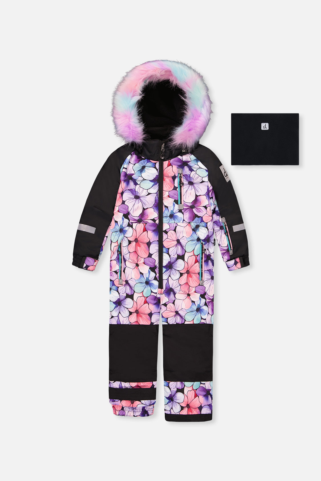 Kids One Piece Play Snowsuit Purple Floral Print-0