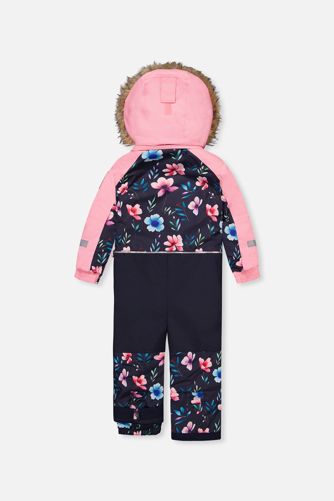 Kids One Piece Play Snowsuit Blue Floral Print-4