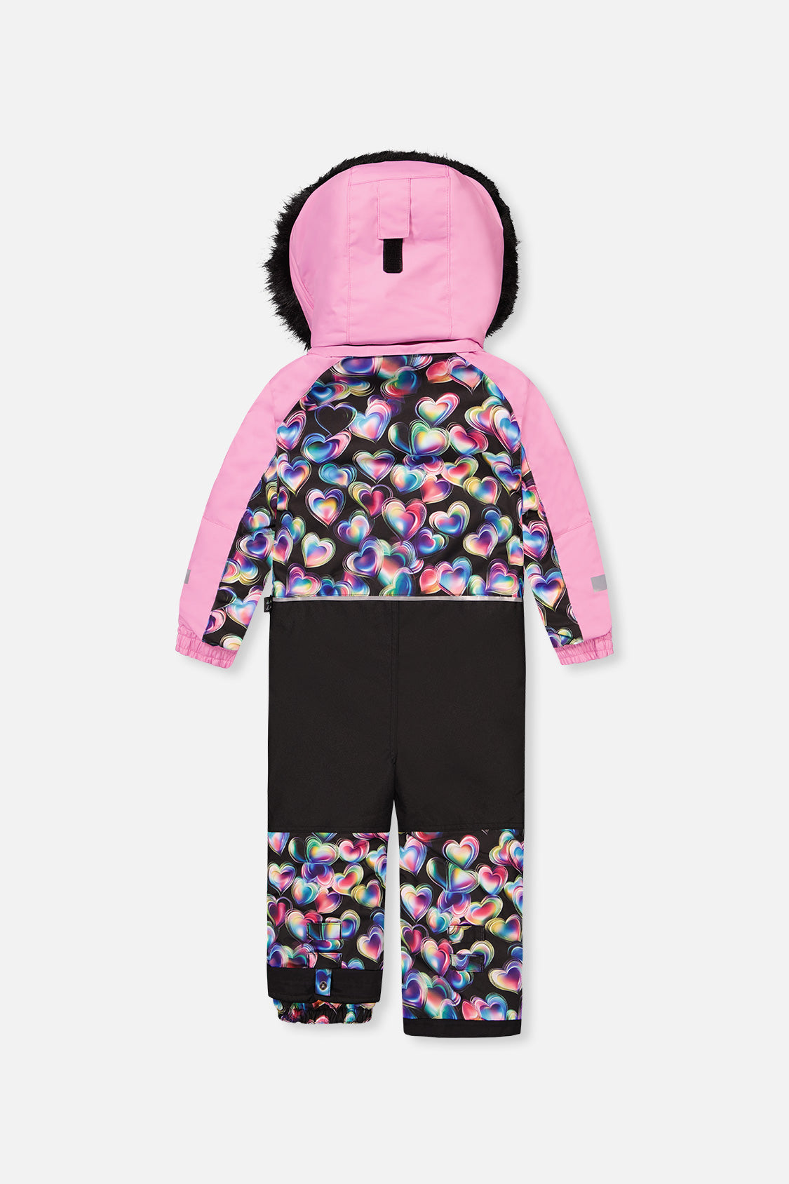 Kids One Piece Play Snowsuit Black Heart Print-4