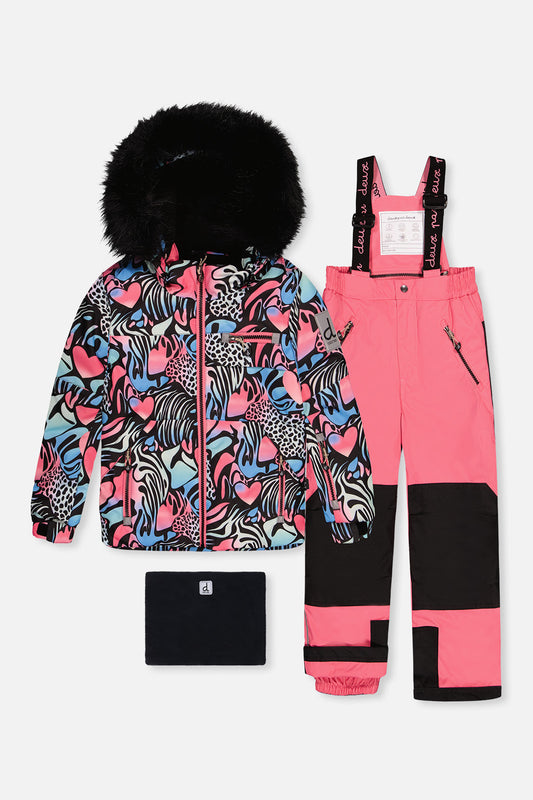 Two Piece Play Snowsuit Black Zebra Print With Pink Pants-0