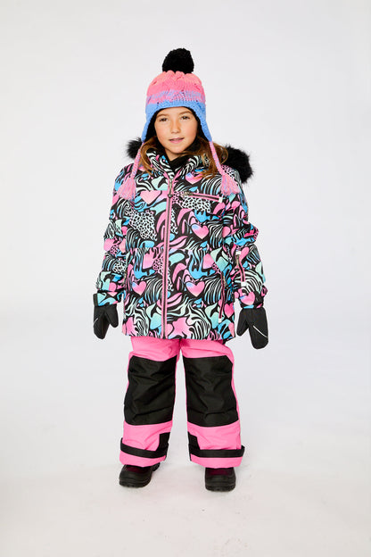 Two Piece Play Snowsuit Black Zebra Print With Pink Pants-1