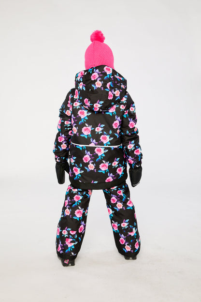 Two Piece Play Snowsuit Black Rose Print-3