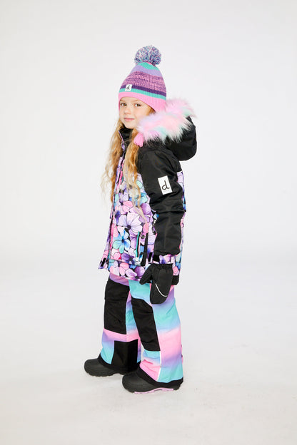 Two Piece Play Snowsuit Purple Floral Print With Gradient Pants-2