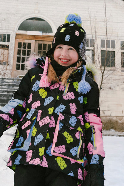 Two Piece Play Snowsuit Black Gummy Bear Print-2