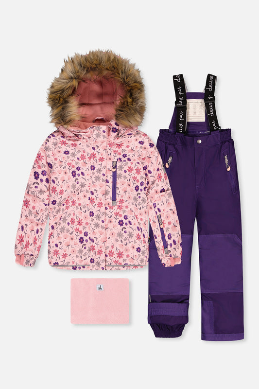 Two Piece Play Snowsuit Pink Mini Flower Print-0