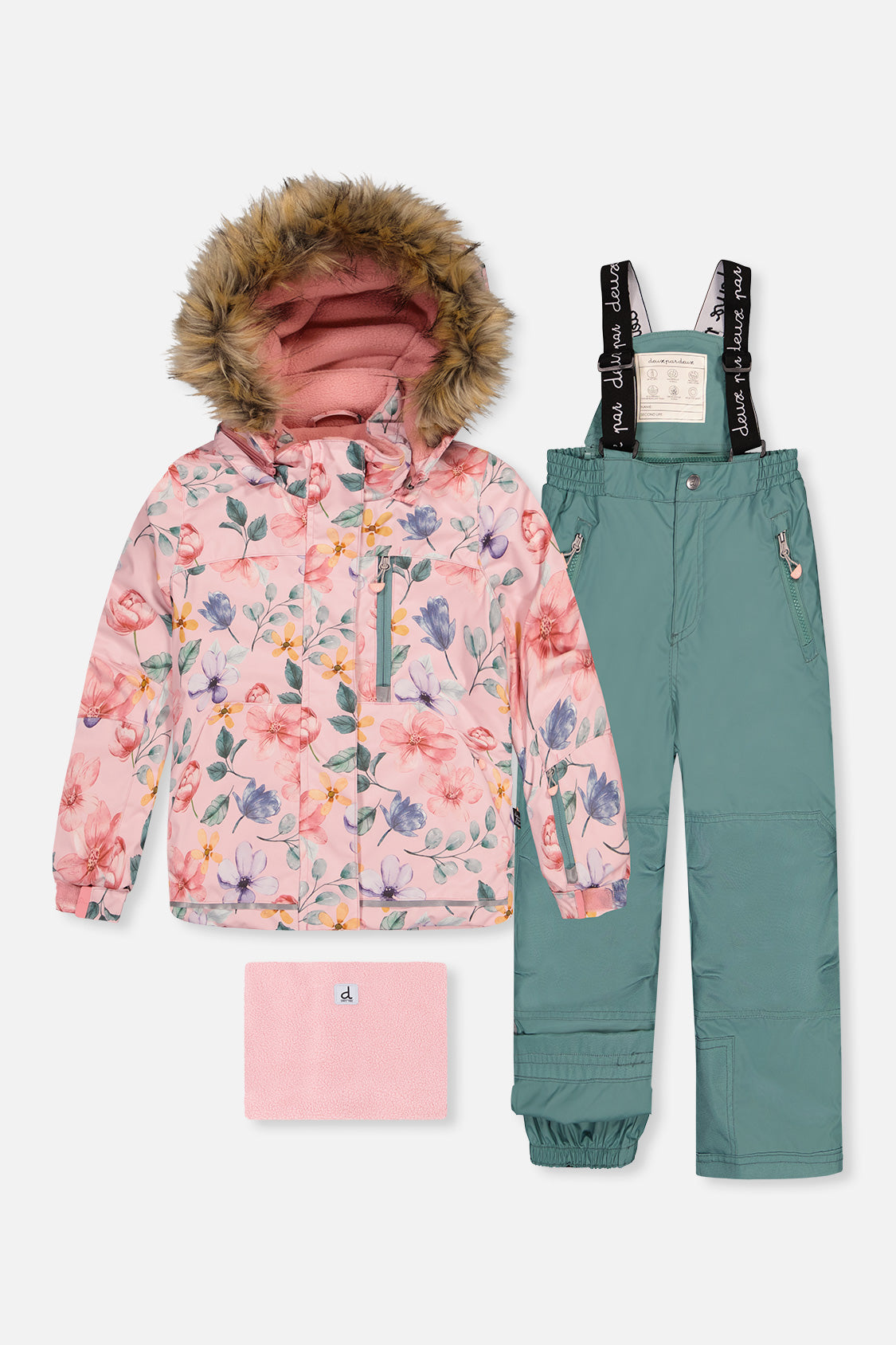 Two Piece Play Snowsuit Pink Vintage Floral Print-0