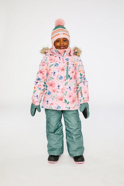 Two Piece Play Snowsuit Pink Vintage Floral Print-2