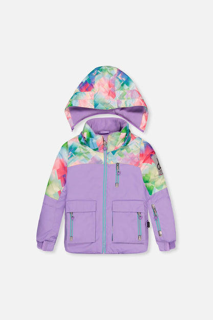 Two Piece Play Snowsuit Multicolored With A Diamond Pattern-2