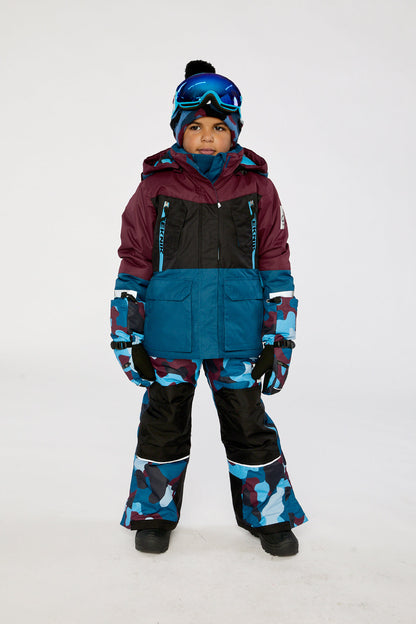 Two Piece Teknik Snowsuit Blue And Red Camouflage-1