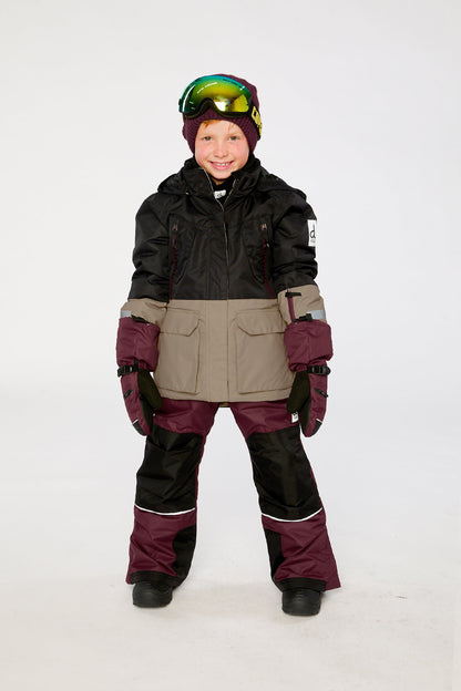 Two Piece Teknik Snowsuit Black Beige And Burgundy-1