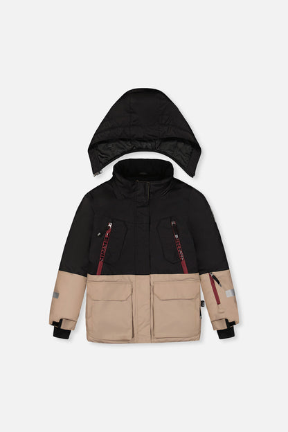Two Piece Teknik Snowsuit Black Beige And Burgundy-4
