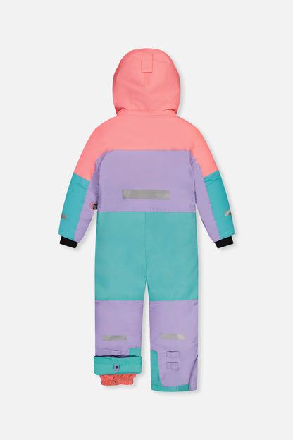 Kids One Piece Teknik Snowsuit Lavender Turquoise And Orange-4