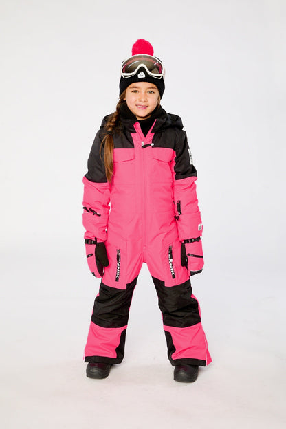 Kids One Piece Teknik Snowsuit Bright Pink-1