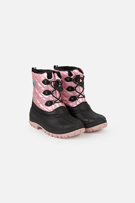 Quilted Winter Boots With Polar Fleece Lining Pale Dusty Pink-0