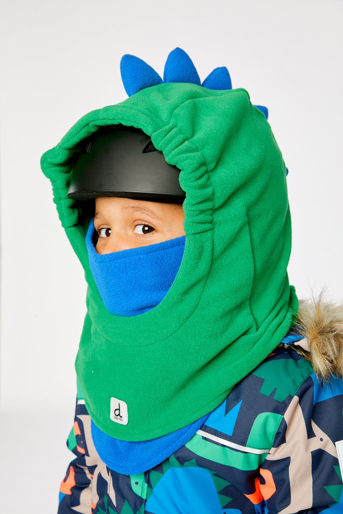 Oversized Dino Polar Balaclava For Ski Helmet Bright Green-3