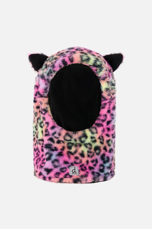 Oversized Polar Balaclava For Ski Helmet Multicolored Leopard Fur-0