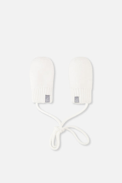 Infant Knit Mittens With String Off-White-0