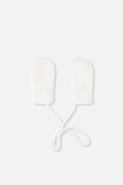 Infant Knit Mittens With String Off-White-1
