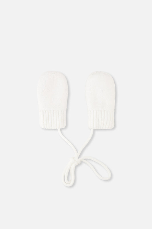 Infant Knit Mittens With String Off-White-1
