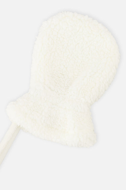 Infant Sherpa Mittens With String Off-White-2