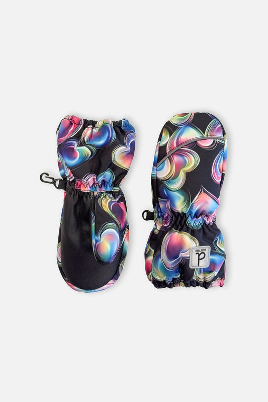 Play Winter Mittens Black Heart Print-0