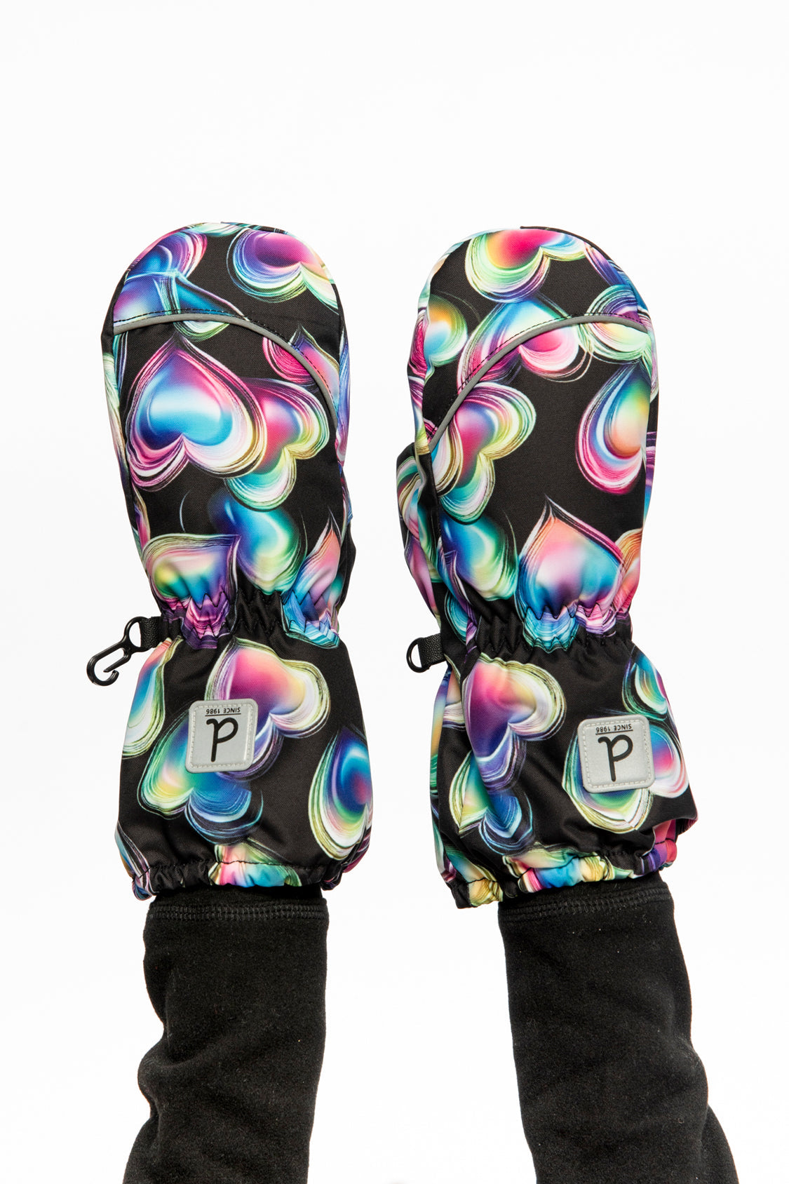 Play Winter Mittens Black Heart Print-1