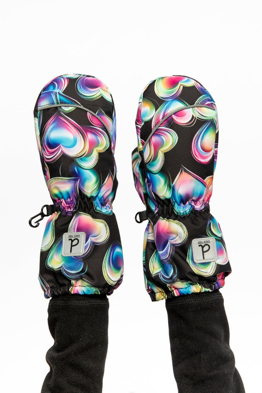 Play Winter Mittens Black Heart Print-1