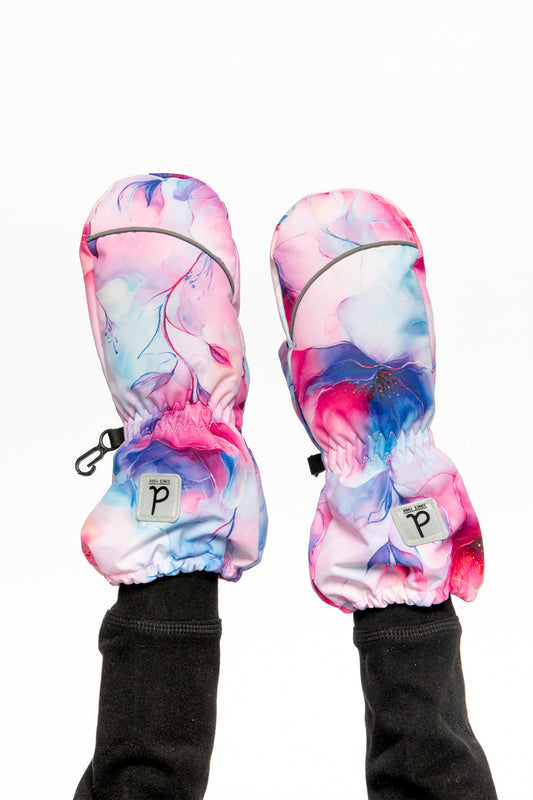 Play Winter Mittens Mauve Flower Print-1