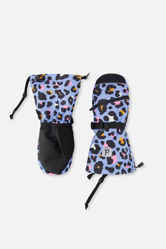 Teknik Winter Mittens Blue Leopard Print-0