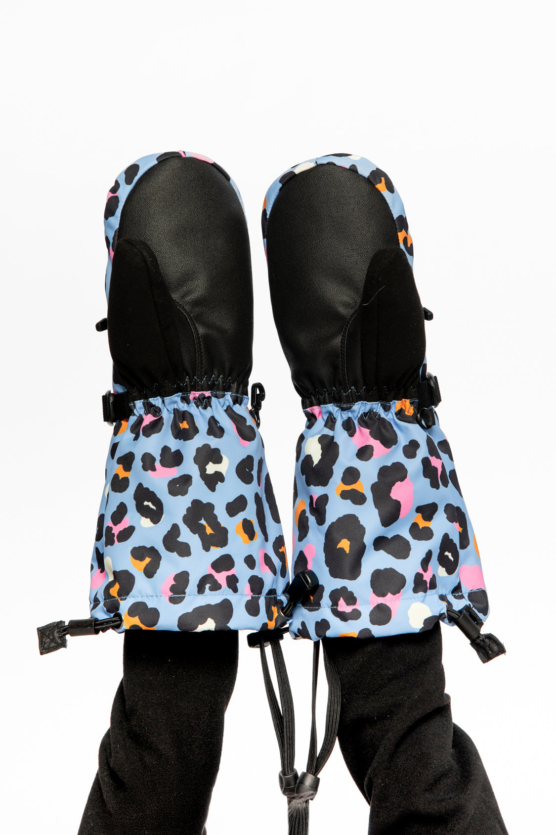 Teknik Winter Mittens Blue Leopard Print-2