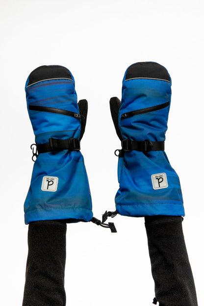 Teknik Winter Mittens Blue With Black Stripes-1