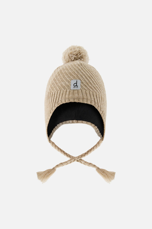 Winter Peruvian Knit Hat With Pompom Taupe-0