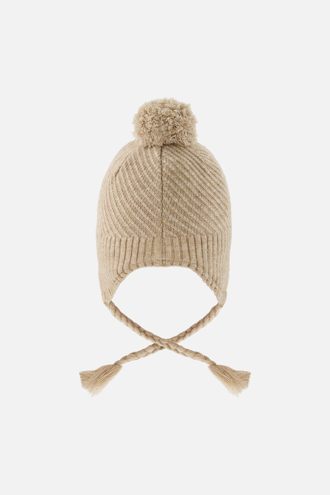 Winter Peruvian Knit Hat With Pompom Taupe-3