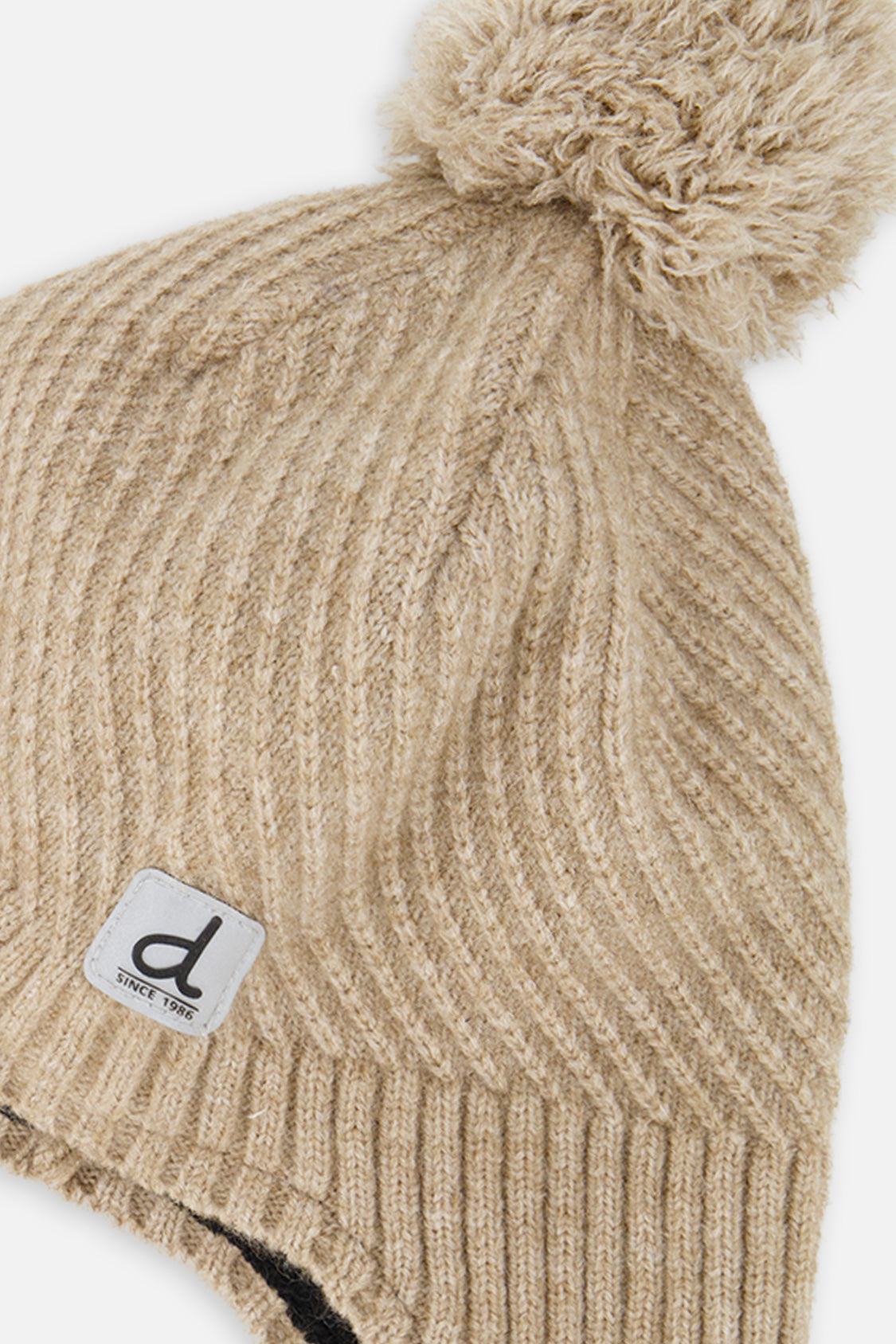 Winter Peruvian Knit Hat With Pompom Taupe-4