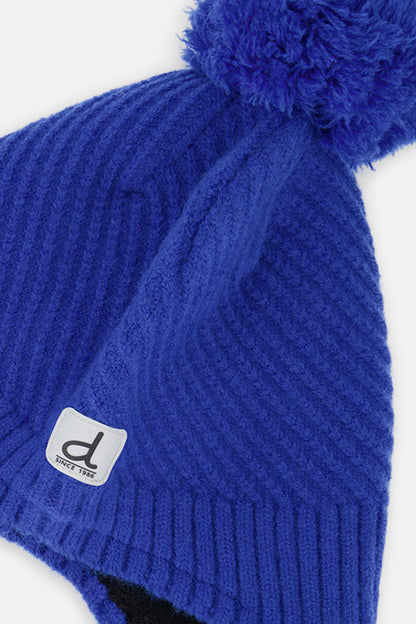Winter Peruvian Knit Hat With Pompom Royal Blue-3