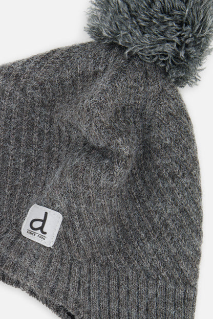 Winter Peruvian Knit Hat With Pompom Cool Dark Grey-3