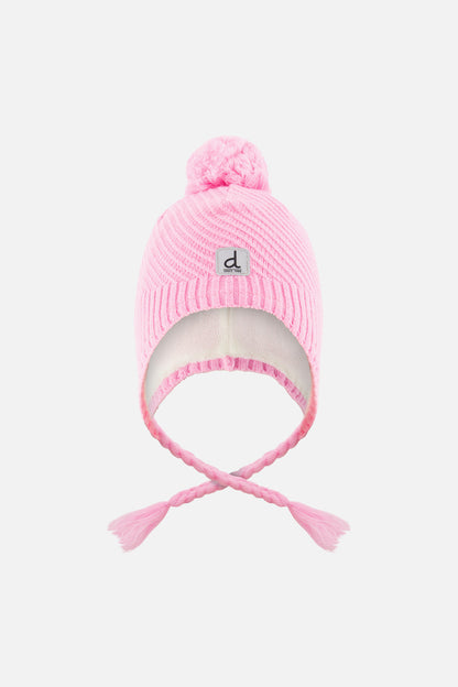 Winter Peruvian Knit Hat With Pompom Pink-0