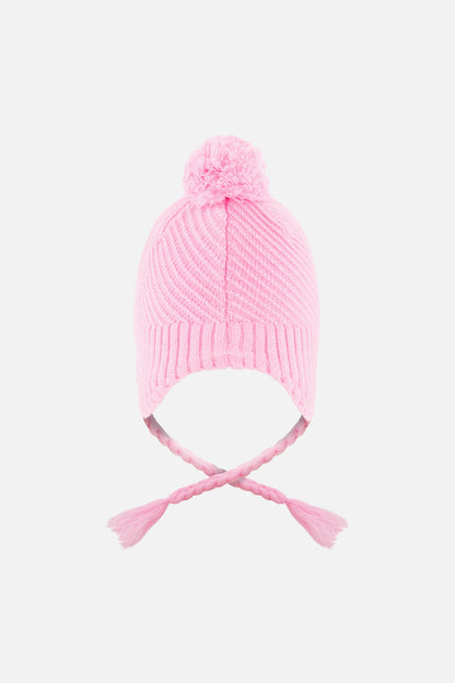 Winter Peruvian Knit Hat With Pompom Pink-2