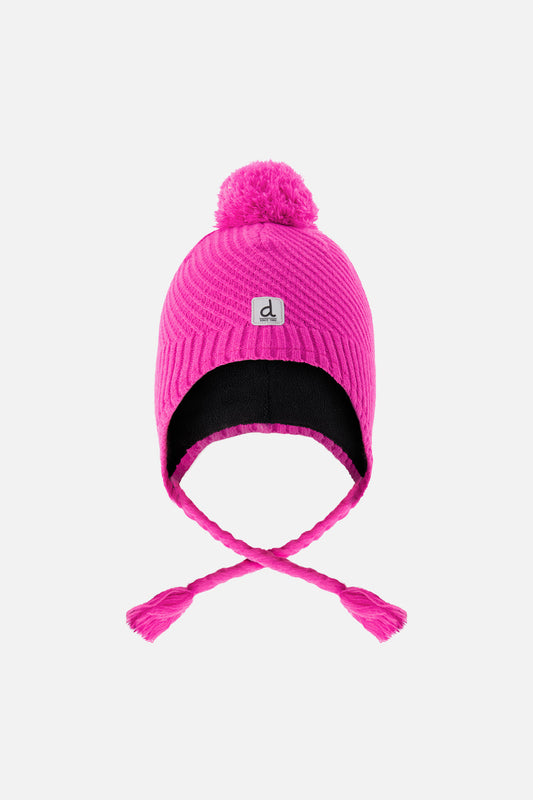 Winter Peruvian Knit Hat With Pompom Bright Pink-0