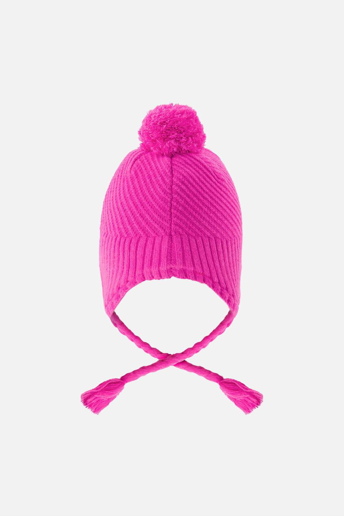 Winter Peruvian Knit Hat With Pompom Bright Pink-2