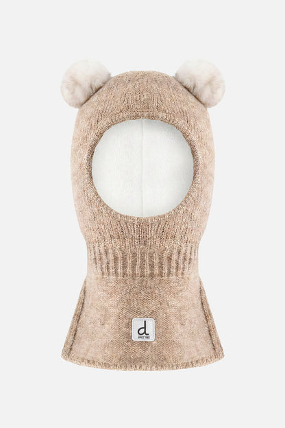 Baby Knit Bear Balaclava Light Taupe-0