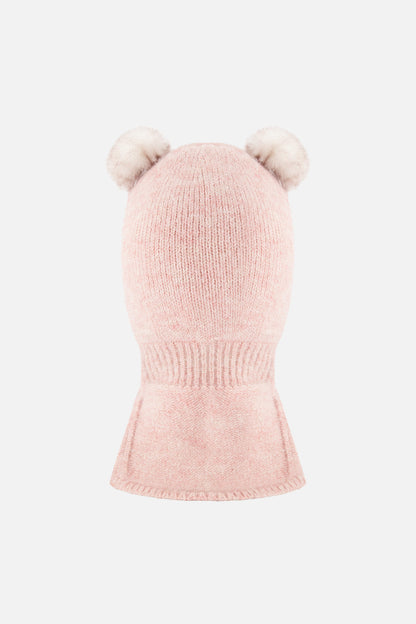 Baby Knit Bear Balaclava Pale Dusty Pink-1