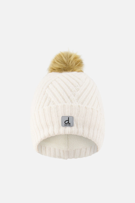 Winter Knit Hat With Pompom Off-White-0