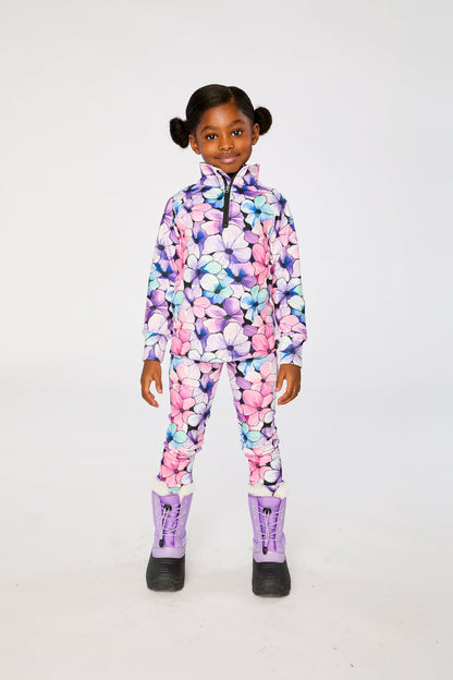 Two Piece Thermal Underwear Purple Floral Print-3