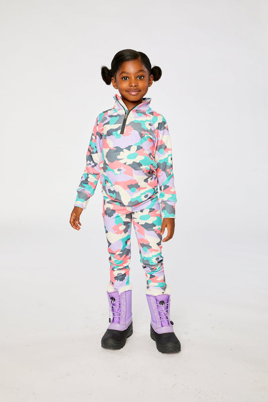 Two Piece Thermal Underwear Coral Camouflage Print-1
