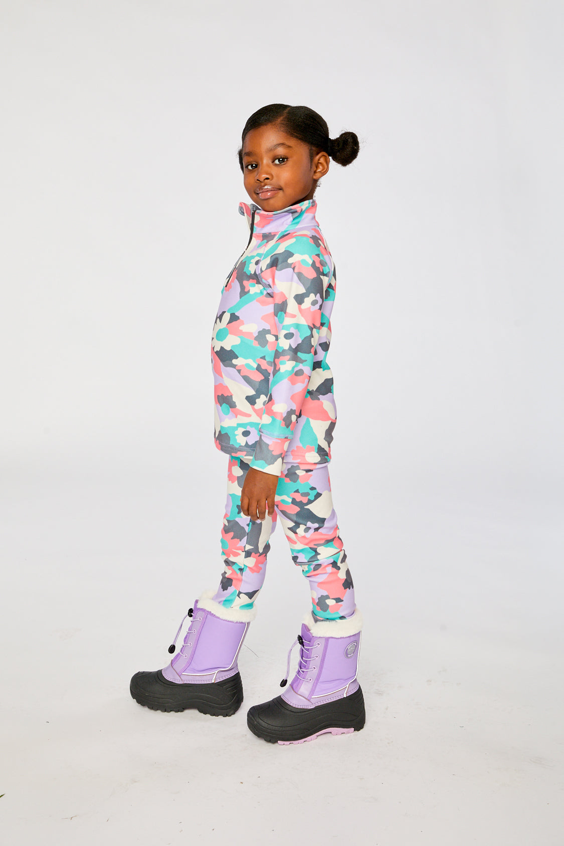 Two Piece Thermal Underwear Coral Camouflage Print-2