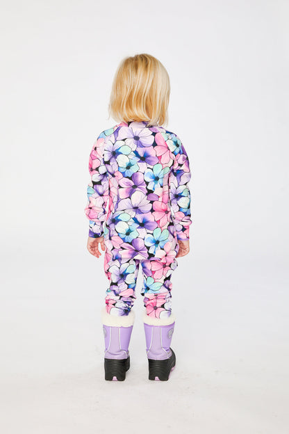 One Piece Thermal Underwear Purple Floral Print-3